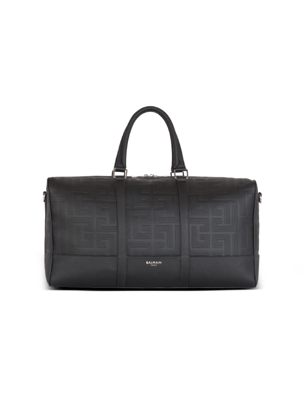 balmain paris Sac de voyage en cuir grainé noir - Homme