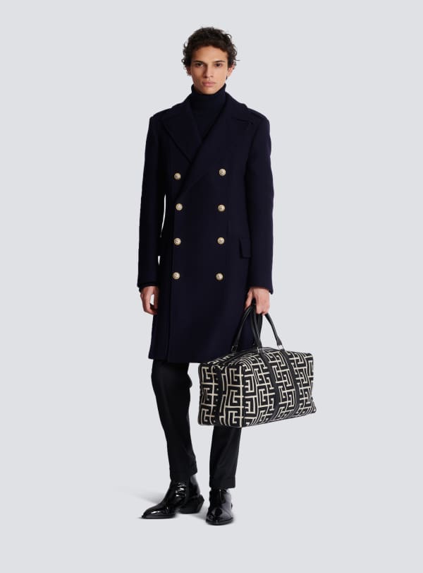 Balmain Paris Sac De Voyage En Jacquard Maxi Monogramme Noir - Homme