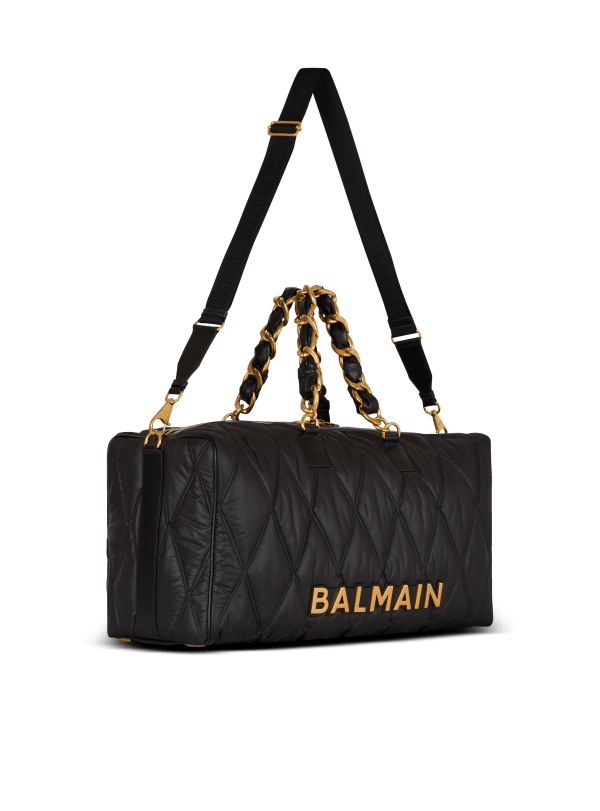 Balmain Paris Sac De Voyage En Nylon Matelassé à Motif Diamond Noir - Homme