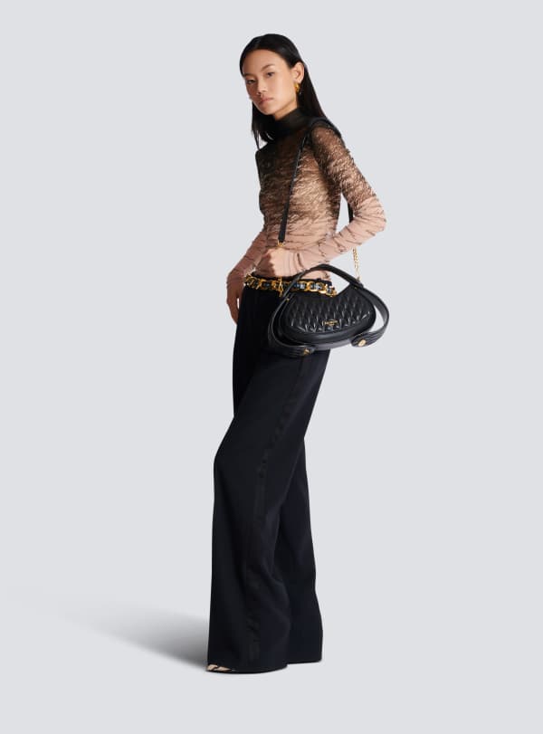 Balmain Paris Sac Jolie Madame Medium En Cuir Matelassé Noir - Femme