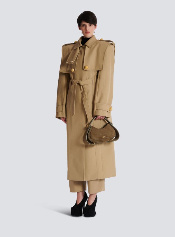 Balmain Paris Sac Jolie Madame Medium En Cuir Suédé Kaki - Femme