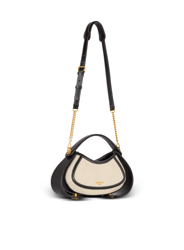 Balmain Paris Sac Jolie Madame Medium En Toile Et Cuir Beige - Femme