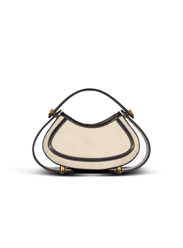 Balmain Paris Sac Jolie Madame Medium En Toile Et Cuir Beige - Femme
