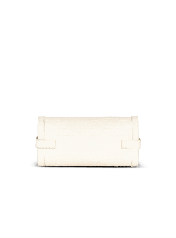 Balmain Paris Sac Pochette B-Buzz 23 En Cuir Grainé Monogramme Beige - Femme