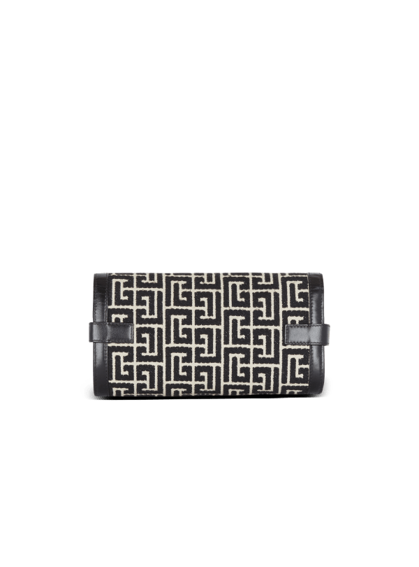 Balmain Paris Sac Pochette B-Buzz 23 En Jacquard Et Cuir Noir - Femme