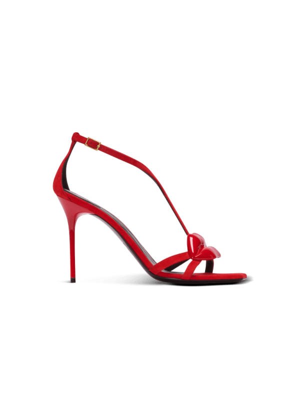 balmain paris Sandales Lips en cuir suédé rouge - Femme