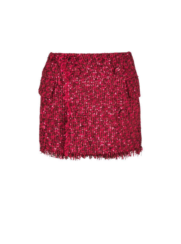 balmain paris Short court en tweed à sequins rose - Femme balmain paris Short court en tweed à sequins rose - Femme