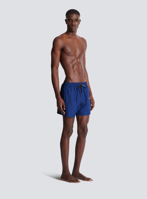 Balmain Paris Short De Bain à Logo Balmain Bleu Marine - Homme