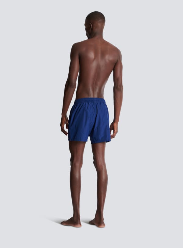 Balmain Paris Short De Bain à Logo Balmain Bleu Marine - Homme