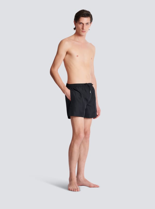 Balmain Paris Short De Bain à Logo Balmain Noir - Homme