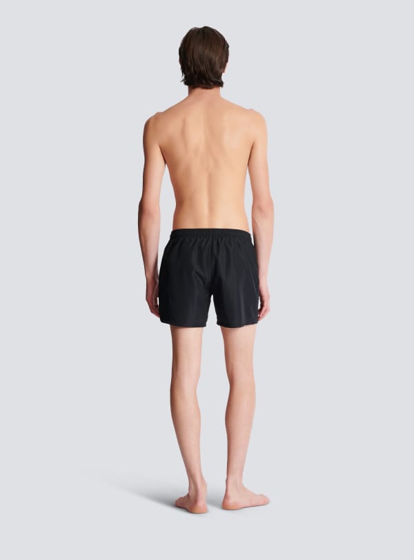 Balmain Paris Short De Bain à Logo Balmain Noir - Homme