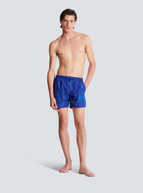 Balmain Paris Short De Bain Imprimé Balmain Paris Bleu - Homme
