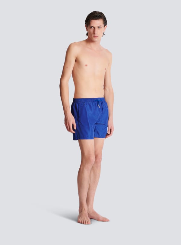 Balmain Paris Short De Bain Imprimé Balmain Paris Bleu - Homme