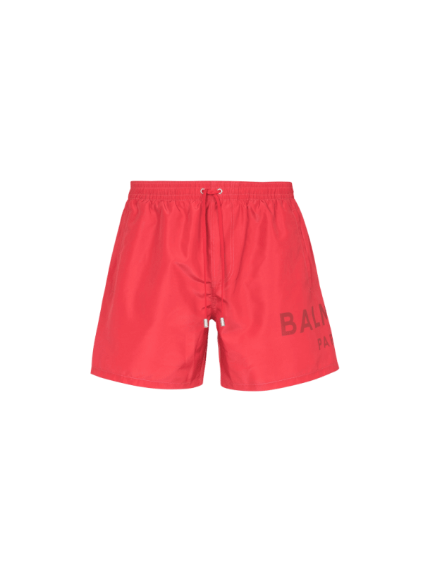 balmain paris Short de bain imprimé Balmain Paris rouge - Homme