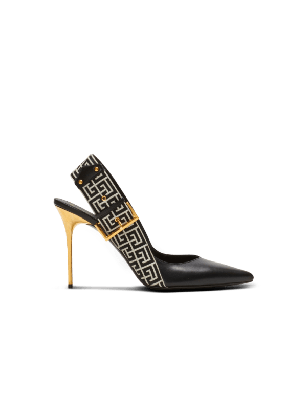 balmain paris Slingbacks Ruby en cuir monogramme noir - Femme
