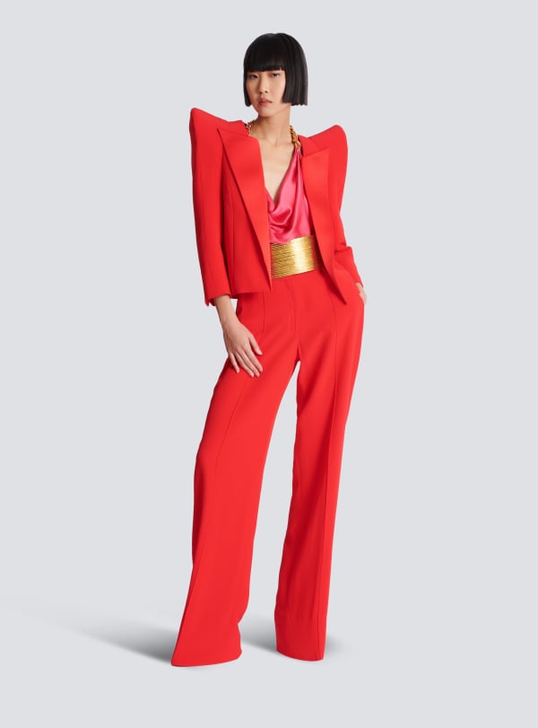 Balmain Paris Spencer En Crêpe à épaules Structurées Rouge - Femme