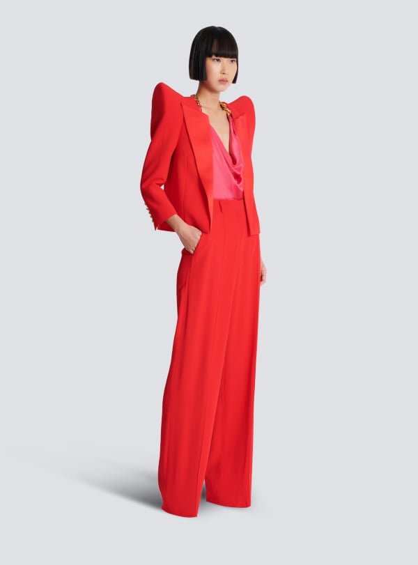 Balmain Paris Spencer En Crêpe à épaules Structurées Rouge - Femme