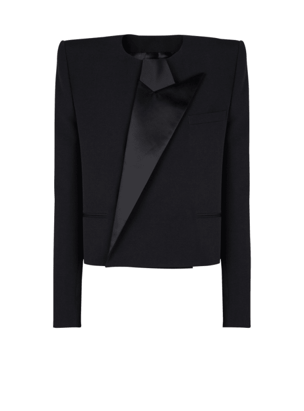 balmain paris Spencer en grain de poudre à col asymétrique noir - Homme