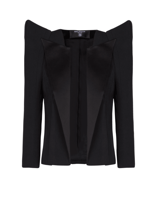 balmain paris Spencer en grain de poudre à épaules structurées noir - Femme