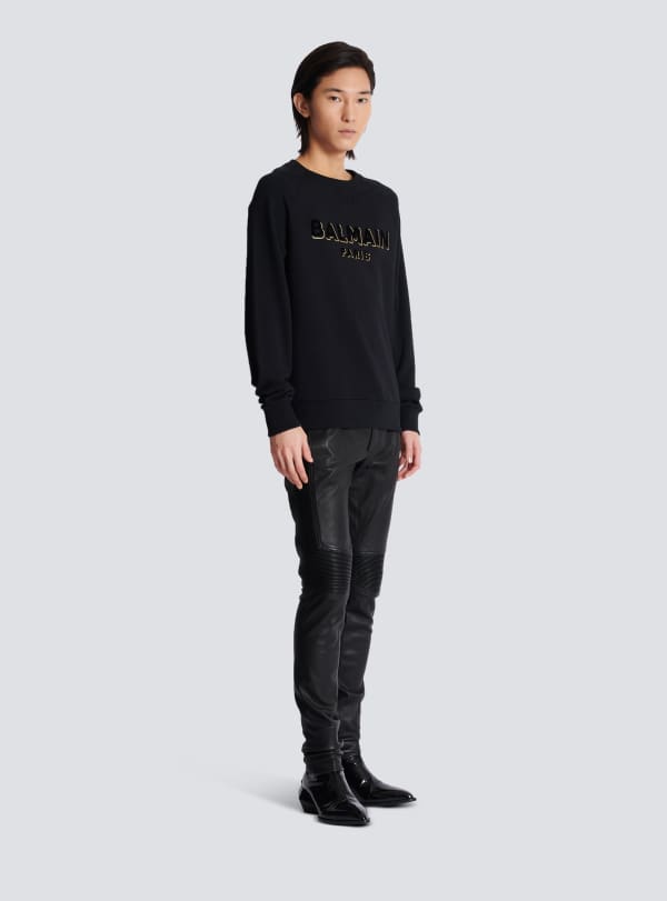 Balmain Paris Sweat-shirt Balmain Floqué Métallisé Or - Homme
