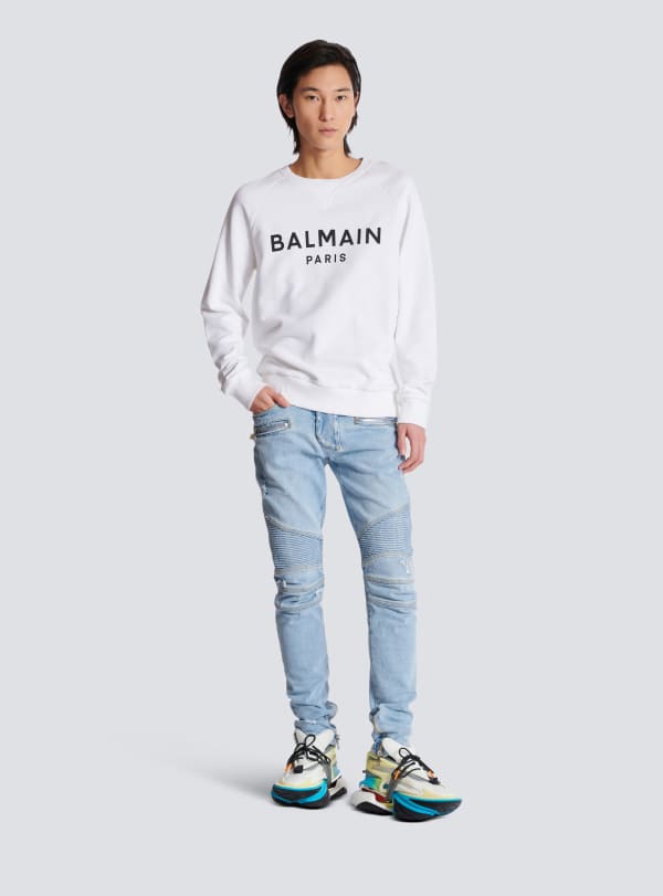 Balmain Paris Sweat-shirt Imprimé Balmain Paris Blanc - Homme
