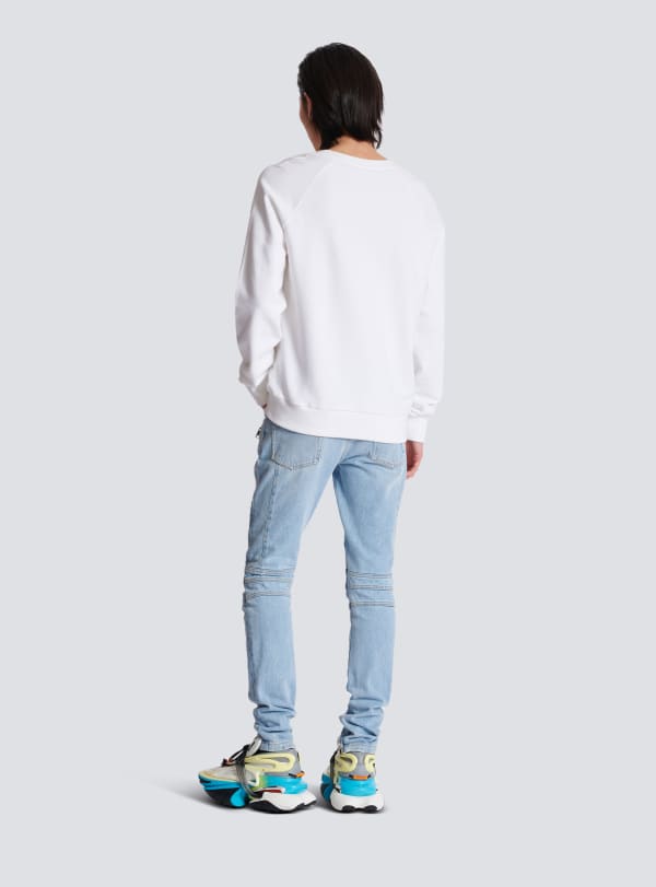 Balmain Paris Sweat-shirt Imprimé Balmain Paris Blanc - Homme