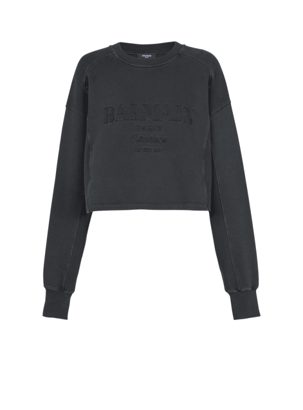 balmain paris Sweatshirt brodé Balmain Couture gris - Femme