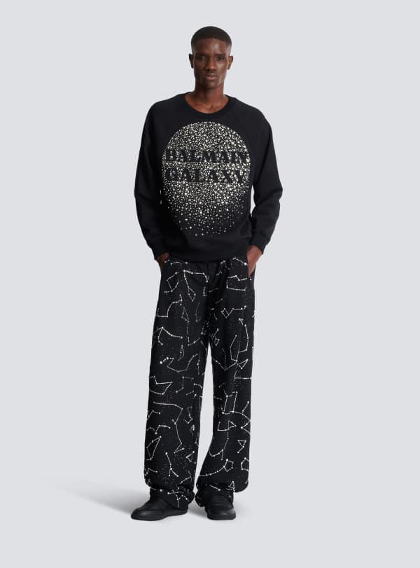 Balmain Paris Sweatshirt Brodé Balmain Galaxy Argent - Homme