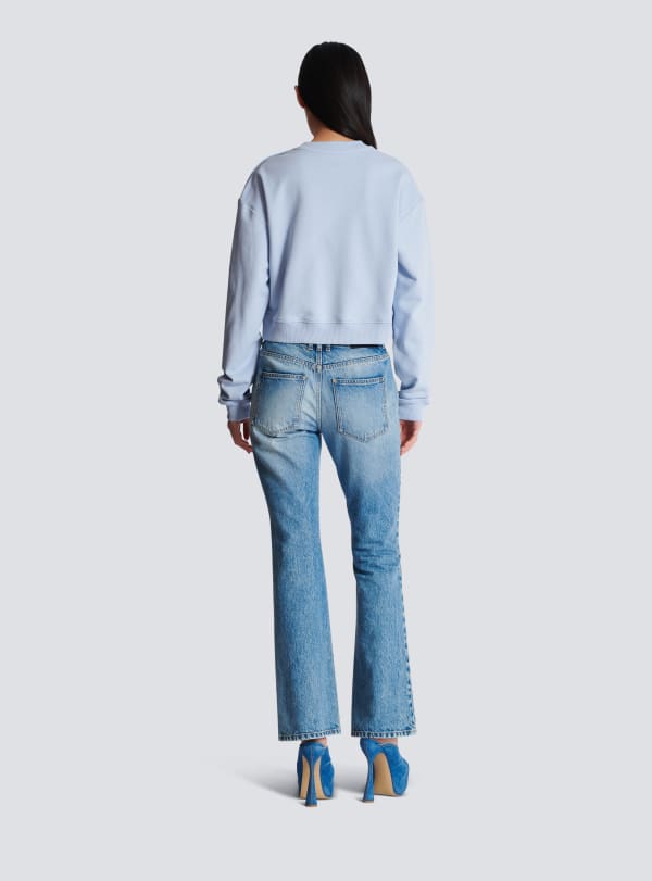 Balmain Paris Sweatshirt Imprimé Balmain Paris Bleu - Femme