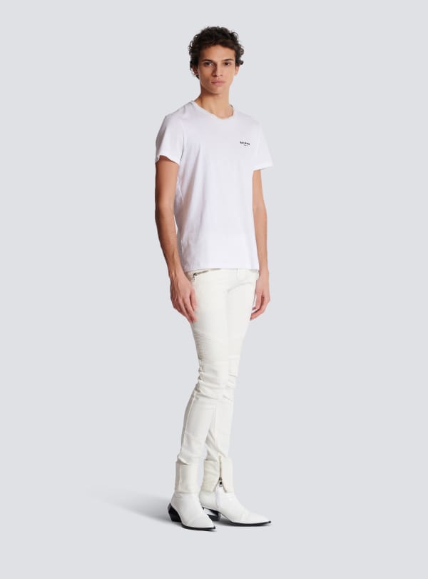 Balmain Paris T-shirt à Manches Courtes Floqué Balmain Paris Blanc - Homme