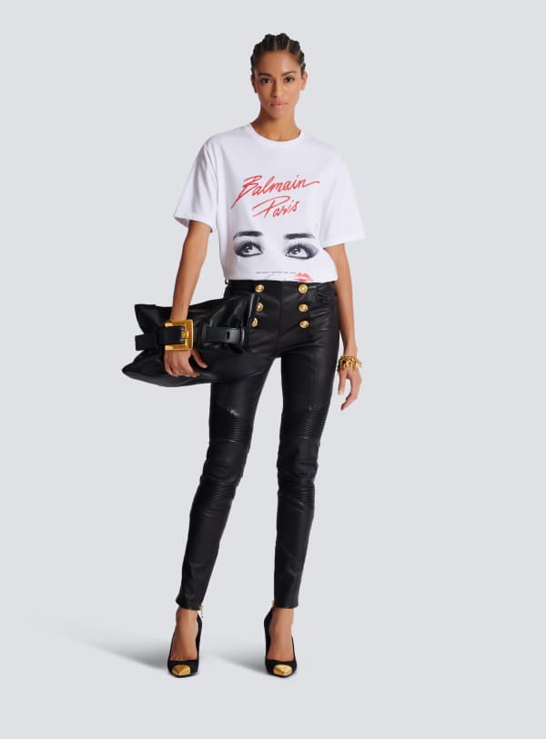 Balmain Paris T-shirt à Manches Courtes Imprimé Balmain Beauty Blanc - Femme