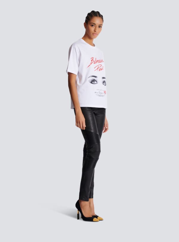 Balmain Paris T-shirt à Manches Courtes Imprimé Balmain Beauty Blanc - Femme