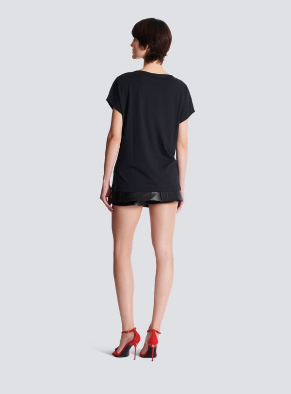 Balmain Paris T-shirt à Manches Courtes Imprimé Balmain Lipstick Noir - Femme
