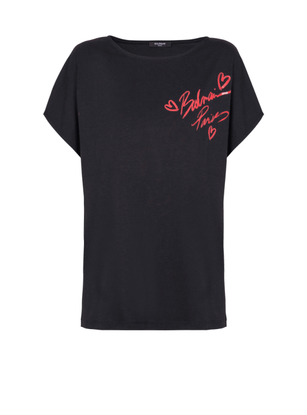 balmain paris T-shirt à manches courtes imprimé Balmain Lipstick noir - Femme