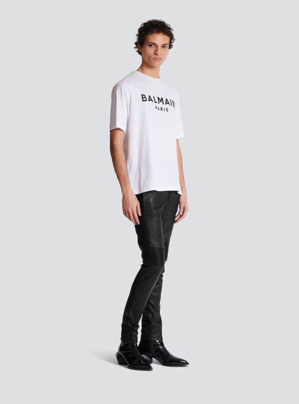 Balmain Paris T-shirt à Manches Courtes Imprimé Balmain Paris Blanc - Homme