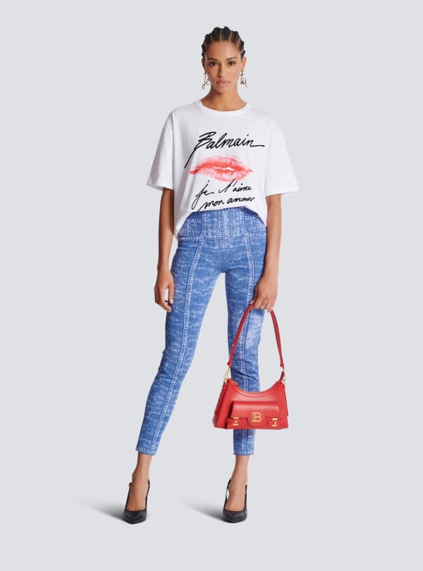 Balmain Paris T-shirt à Manches Courtes Imprimé Kiss Blanc - Femme