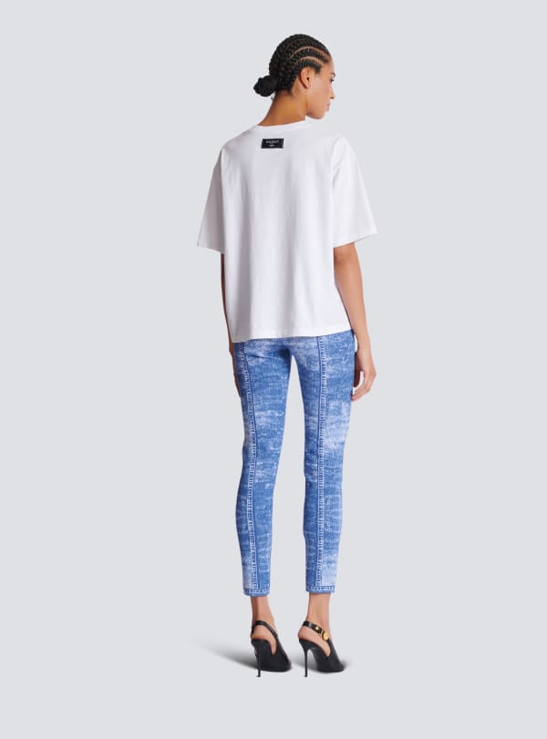 Balmain Paris T-shirt à Manches Courtes Imprimé Kiss Blanc - Femme