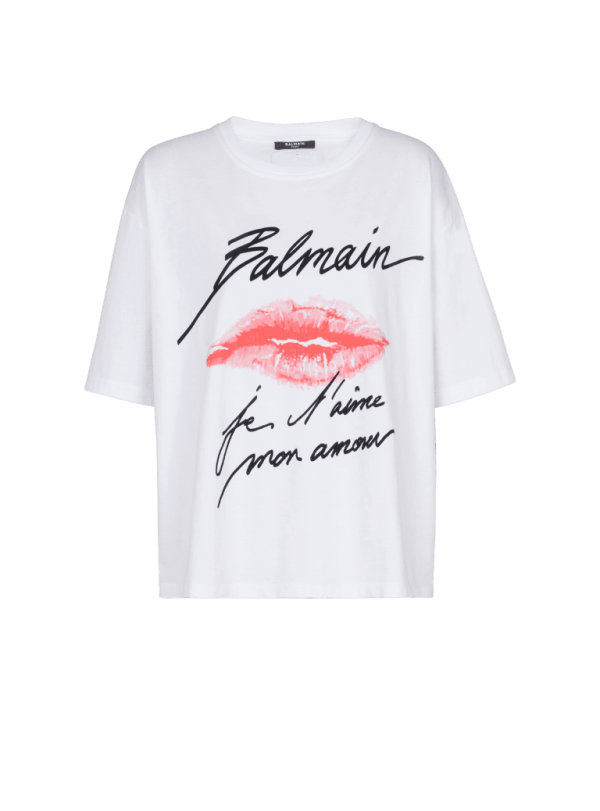 balmain paris T-shirt à manches courtes imprimé Kiss blanc - Femme