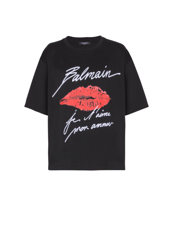 balmain paris T-shirt à manches courtes imprimé Kiss noir - Femme
