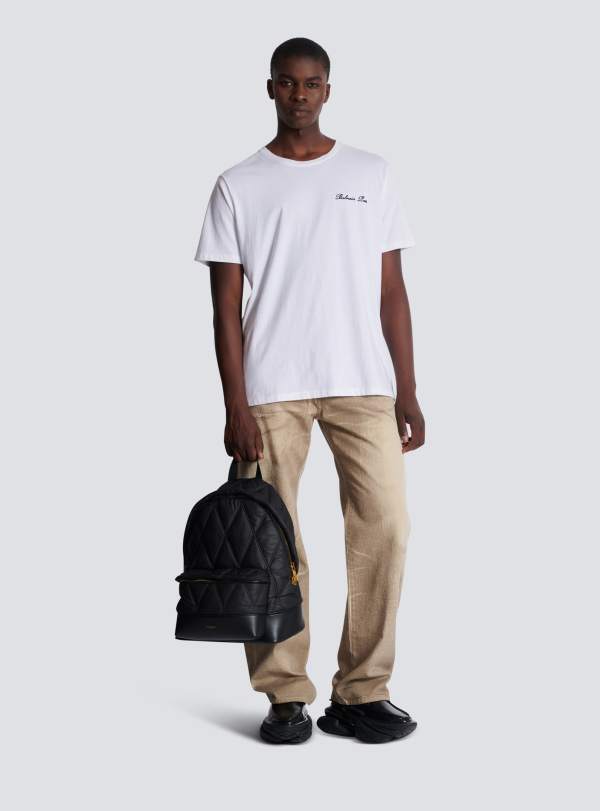 Balmain Paris T-shirt Ample Avec Broderie Balmain Signature Blanc - Homme