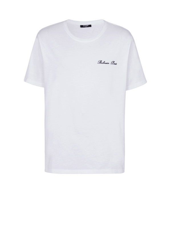 balmain paris T-shirt ample avec broderie Balmain Signature blanc - Homme