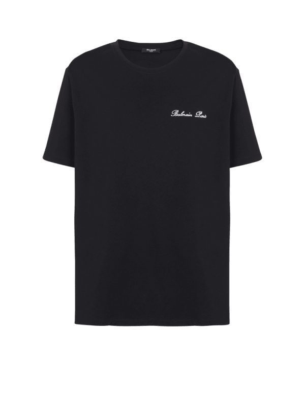 balmain paris T-shirt ample avec broderie Balmain Signature noir - Homme