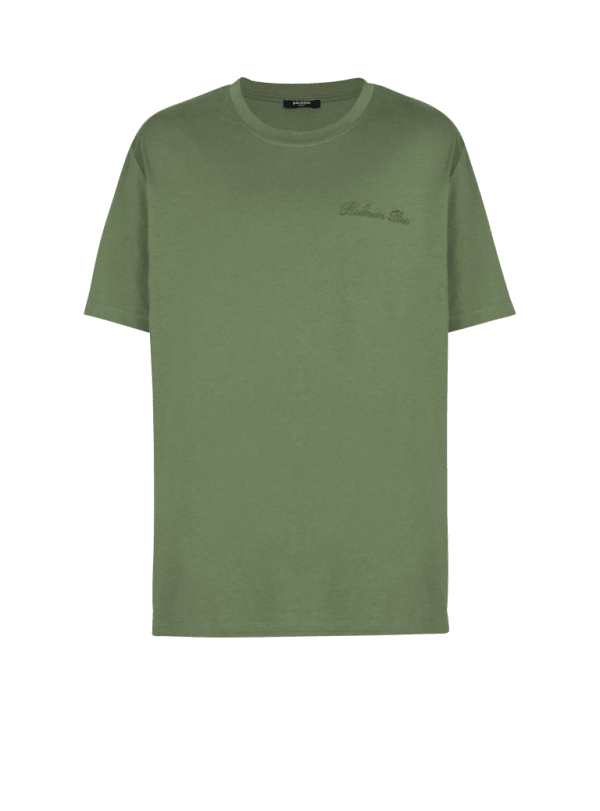 balmain paris T-shirt ample avec broderie Balmain Signature vert - Homme