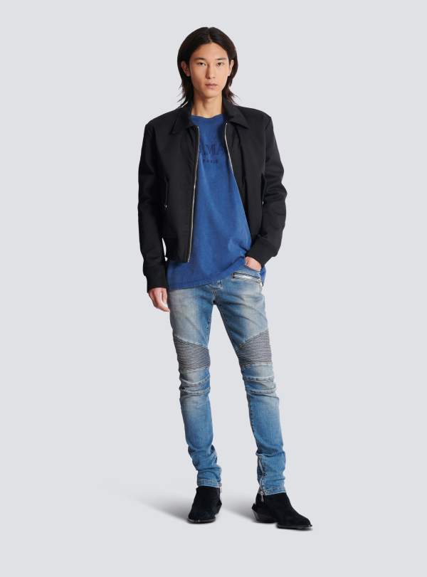 Balmain Paris T-shirt Ample Avec Broderie Balmain Vintage Bleu Marine - Homme