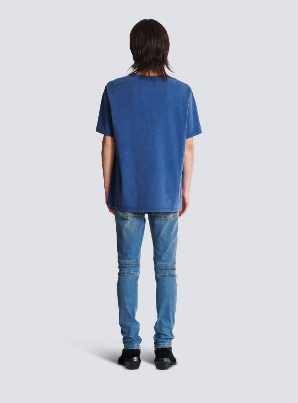 Balmain Paris T-shirt Ample Avec Broderie Balmain Vintage Bleu Marine - Homme
