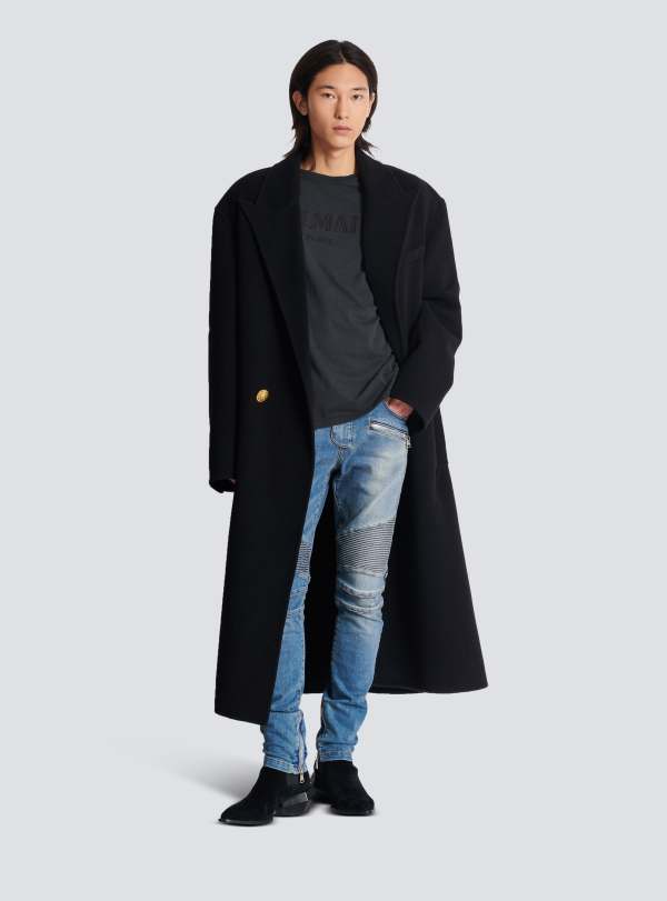 Balmain Paris T-shirt Ample Avec Broderie Balmain Vintage Gris - Homme