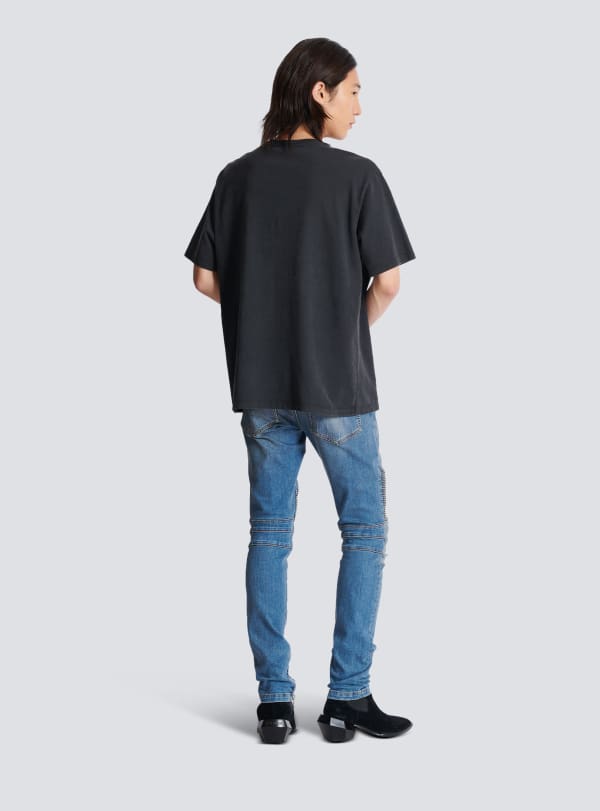 Balmain Paris T-shirt Ample Avec Broderie Balmain Vintage Gris - Homme