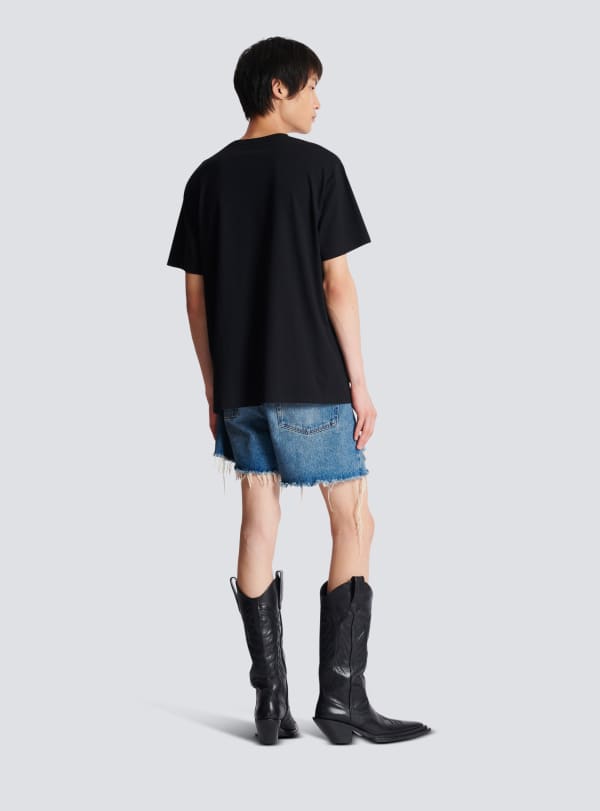 Balmain Paris T-shirt Balmain Floqué Métallisé Or - Homme