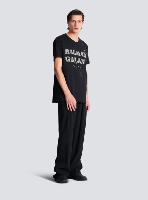 Balmain Paris T-shirt Brodé Balmain Galaxy Argent - Homme