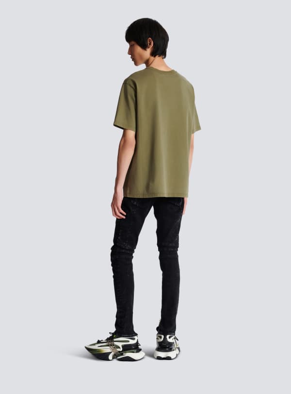 Balmain Paris T-shirt Brodé Balmain Vintage Kaki - Homme